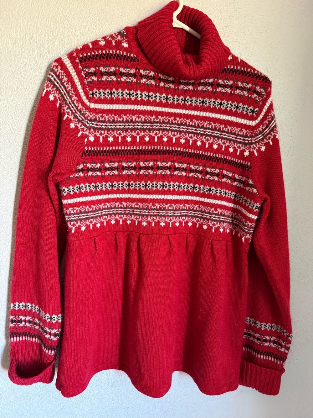 Cato Red Fair Isle Peplum Turtleneck Sweater